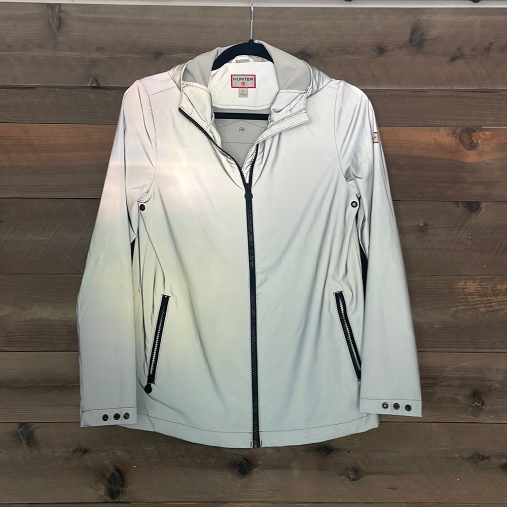 Hunter for Target Silver Metallic rain jacket - Kids Large or Woman’s Small